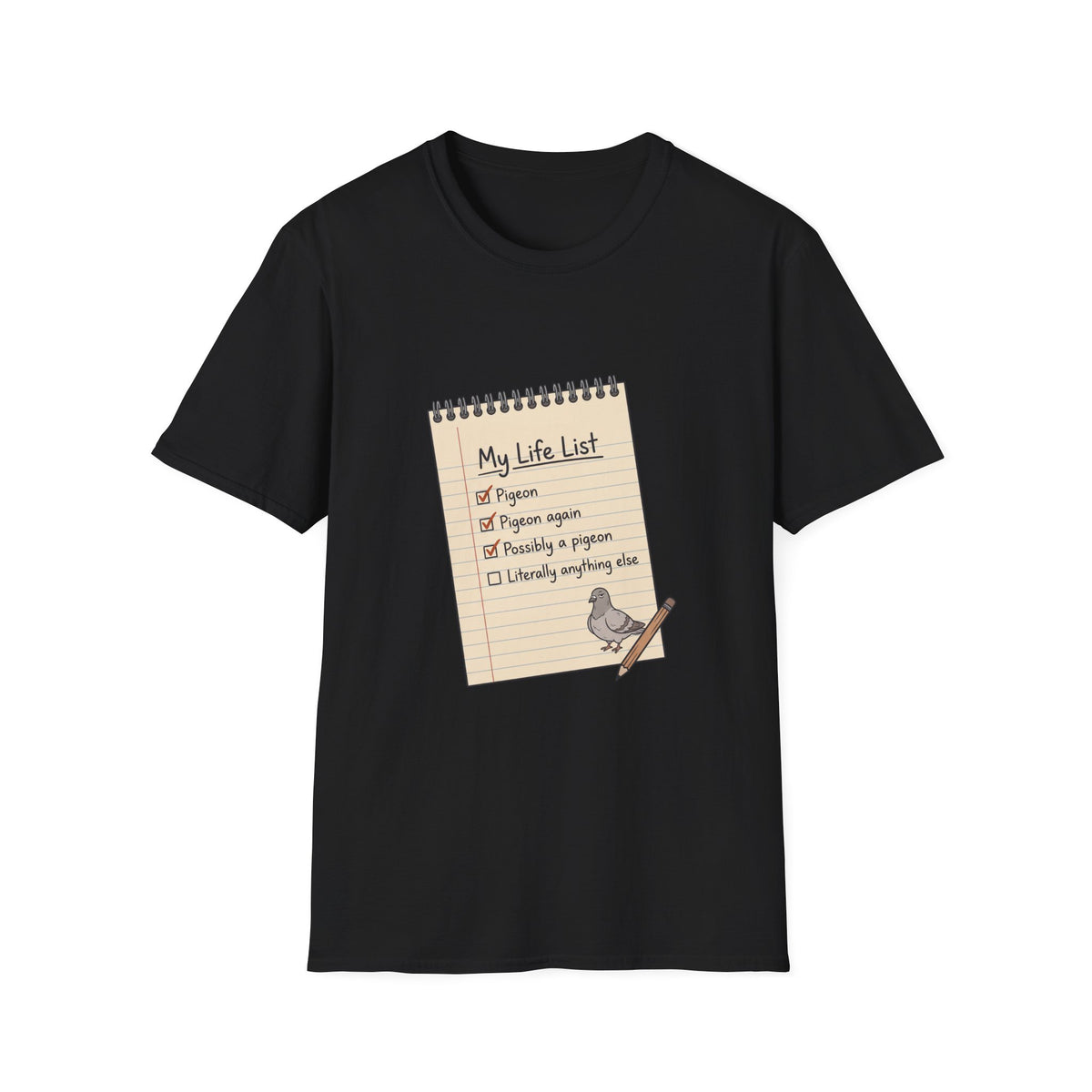 T-Shirt — "My Life List" Pigeon Checklist Graphic Tee