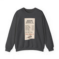Crewneck sweatshirt with funny Backyard Birding Co. receipt design, 'Birds seen: 1 pigeon, Total: Worth it'