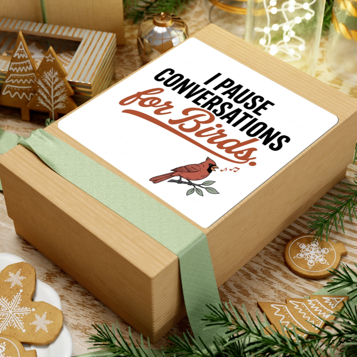 Sticker — "I Pause Conversations for Birds" | Cute Cardinal Bird Lover Decal