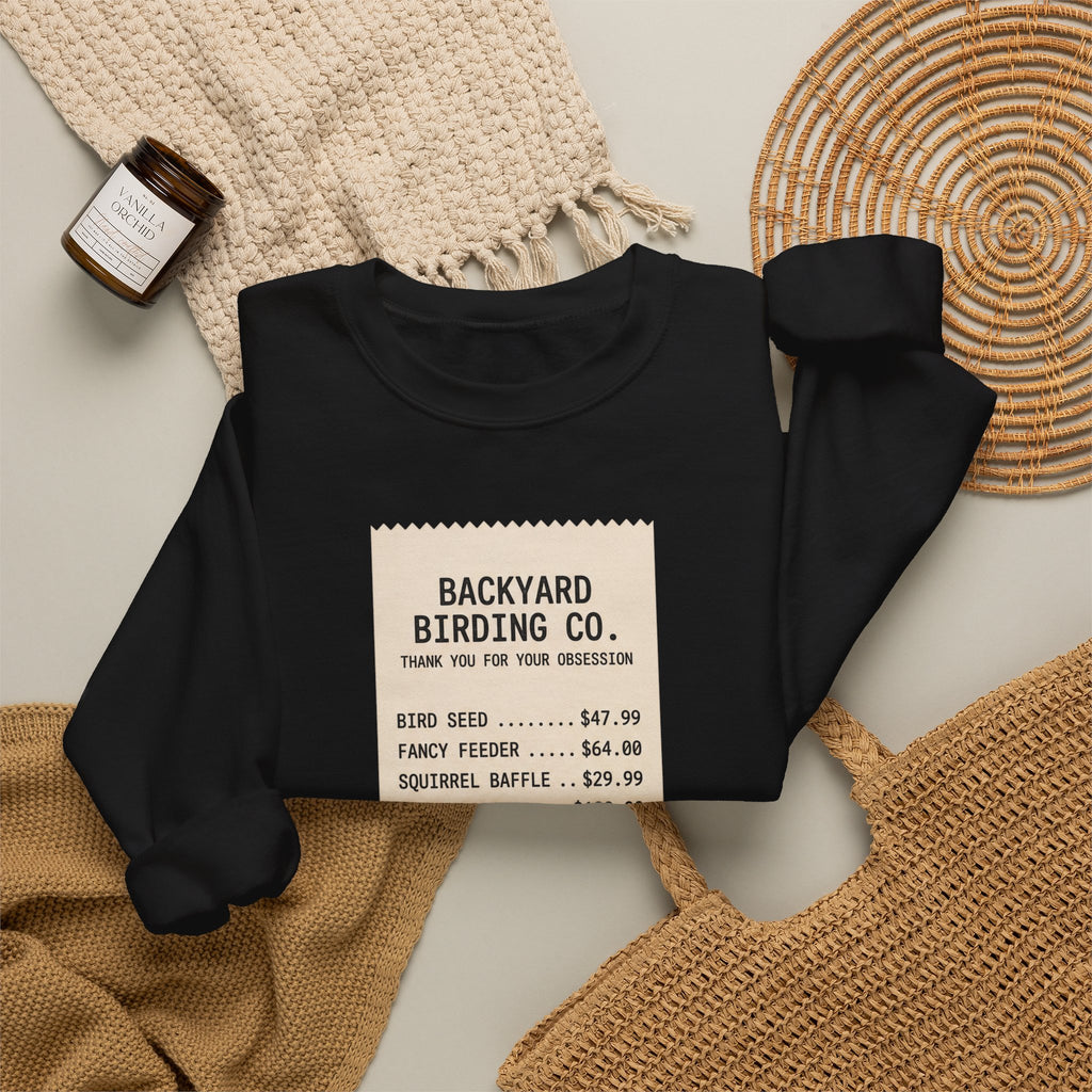 Backyard Birding Co. Receipt Crewneck Sweatshirt — ‘Total: Worth It’ Birdwatcher Pullover
