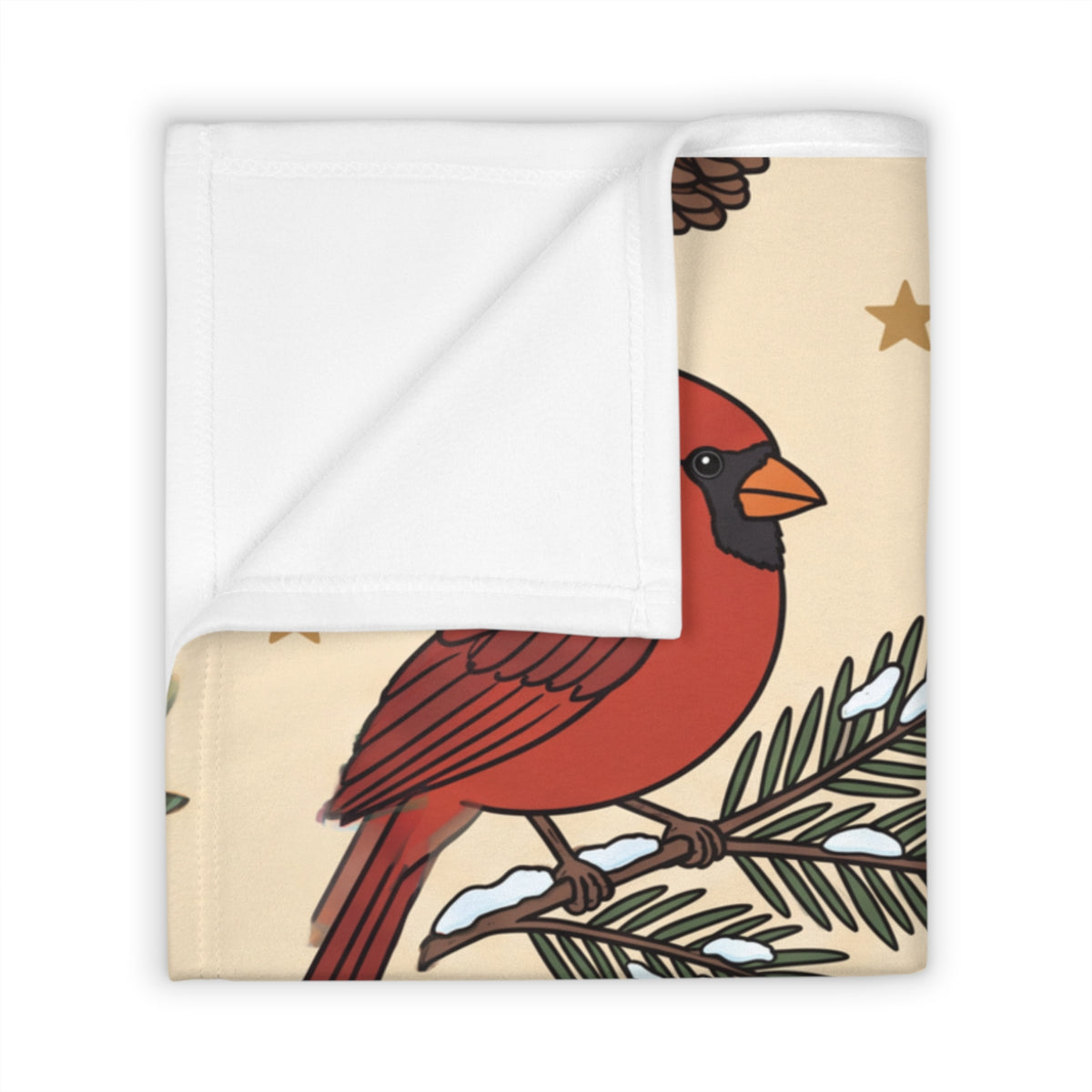 Cardinal Pattern Throw Blanket — Holiday Cardinals, Holly & Evergreen Winter Cozy Throw