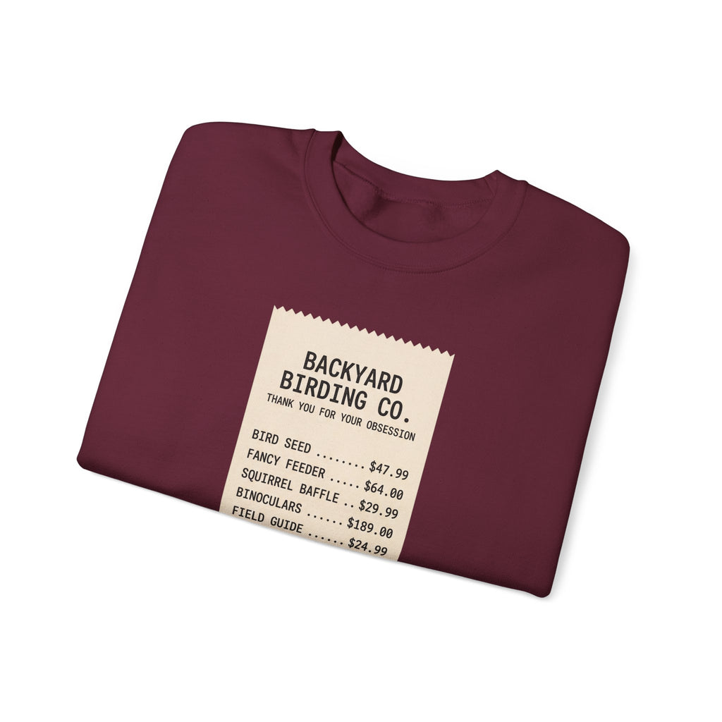 Backyard Birding Co. Receipt Crewneck Sweatshirt — ‘Total: Worth It’ Birdwatcher Pullover