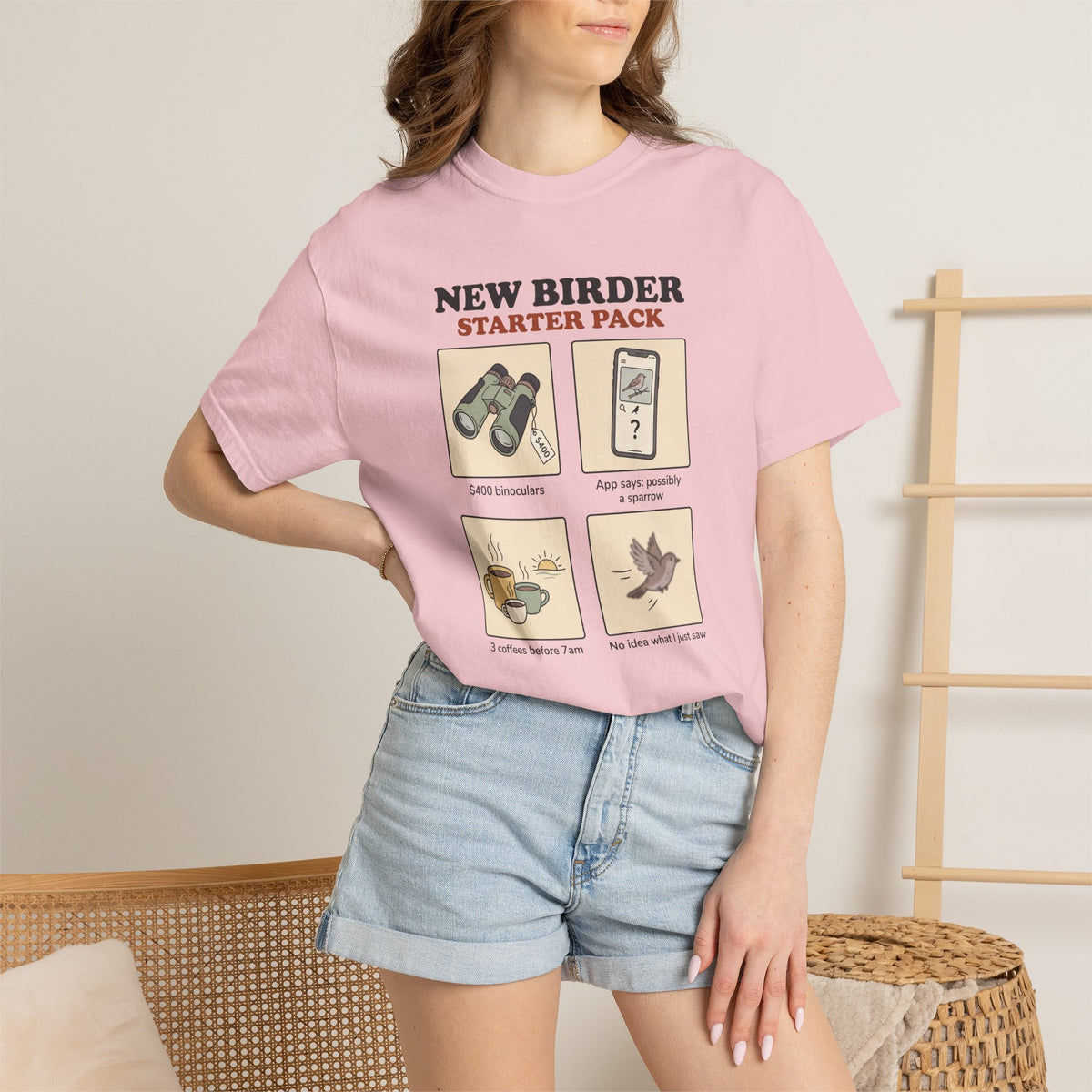 Birdwatcher Starter Pack T‑Shirt — New Birder Gift Tee