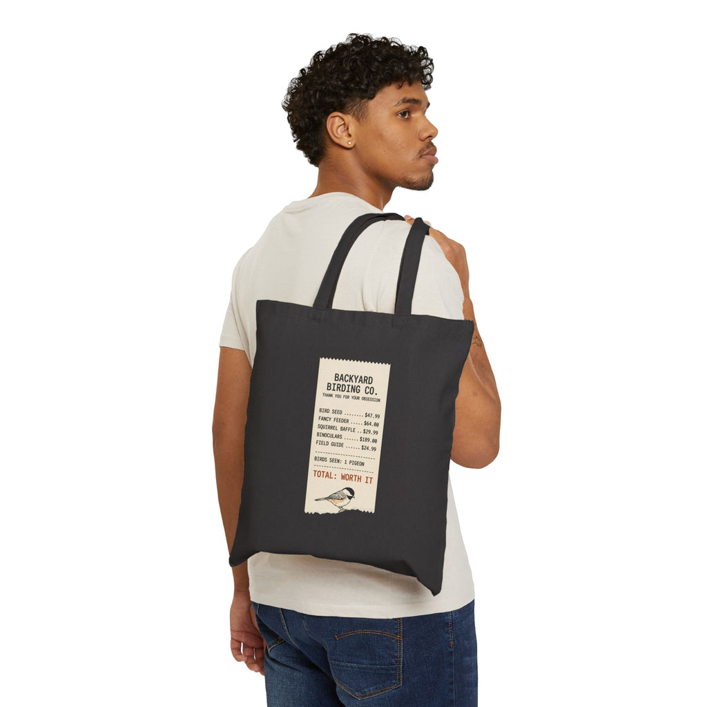 Backyard Birding Tote Bag — "Total = Worth It" Cotton Canvas Shopper