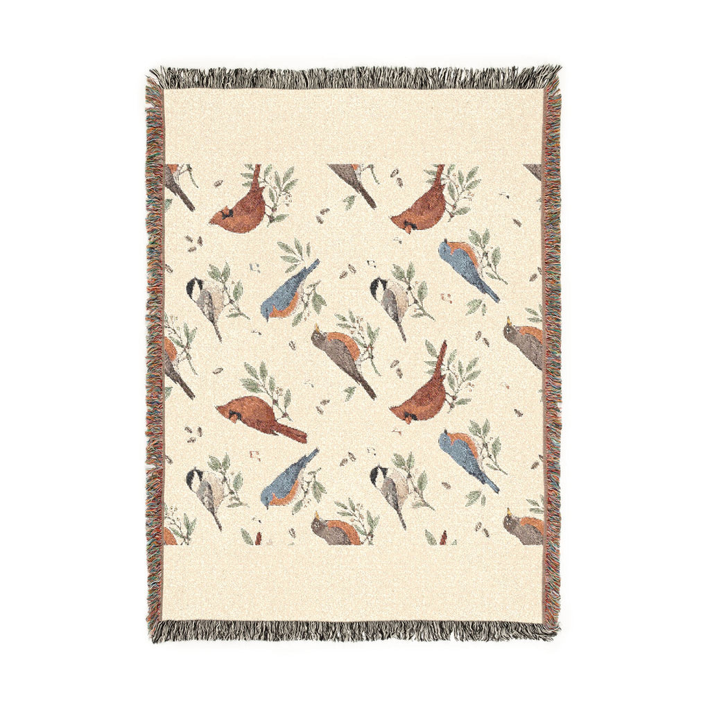 Bird Pattern Woven Throw Blanket — Cozy Decorative Bird-Print Tapestry Blanket