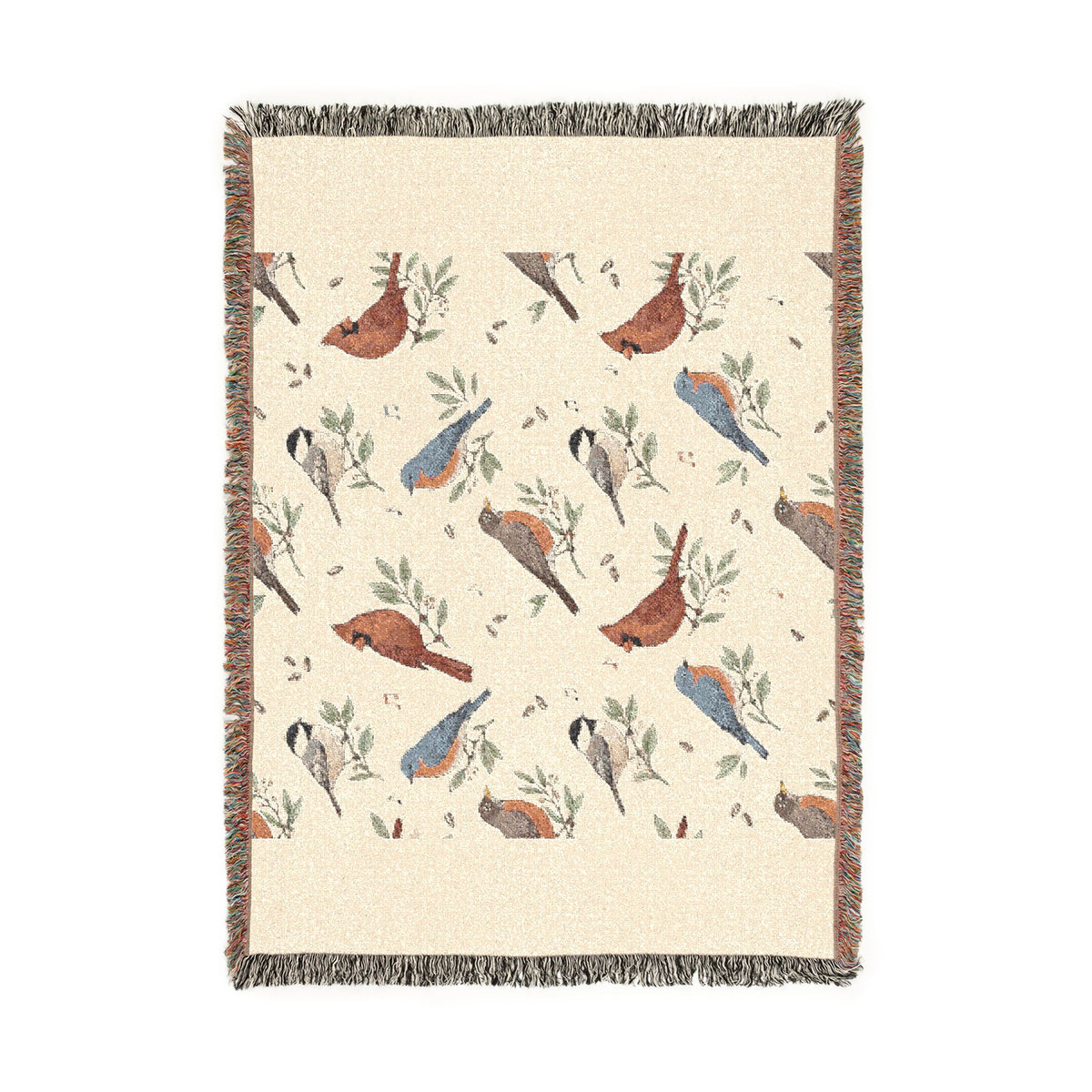 Bird Pattern Woven Throw Blanket — Cozy Decorative Bird-Print Tapestry Blanket