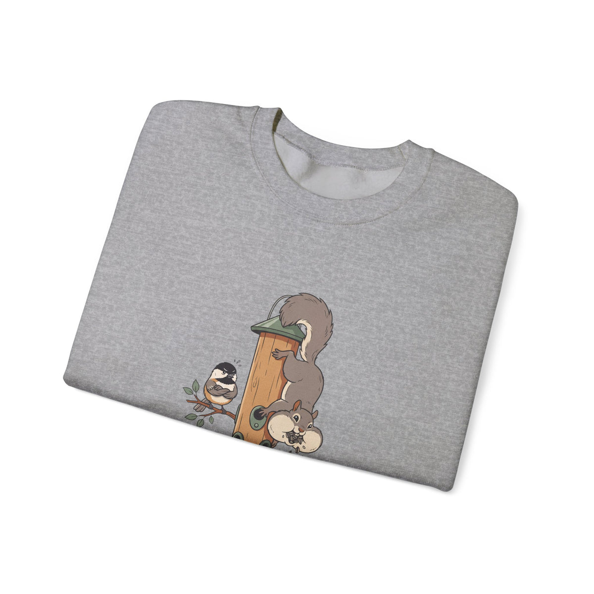 I Feed Birds Allegedly Sweatshirt — Cute Squirrel & Chickadee Birdwatching Crewneck