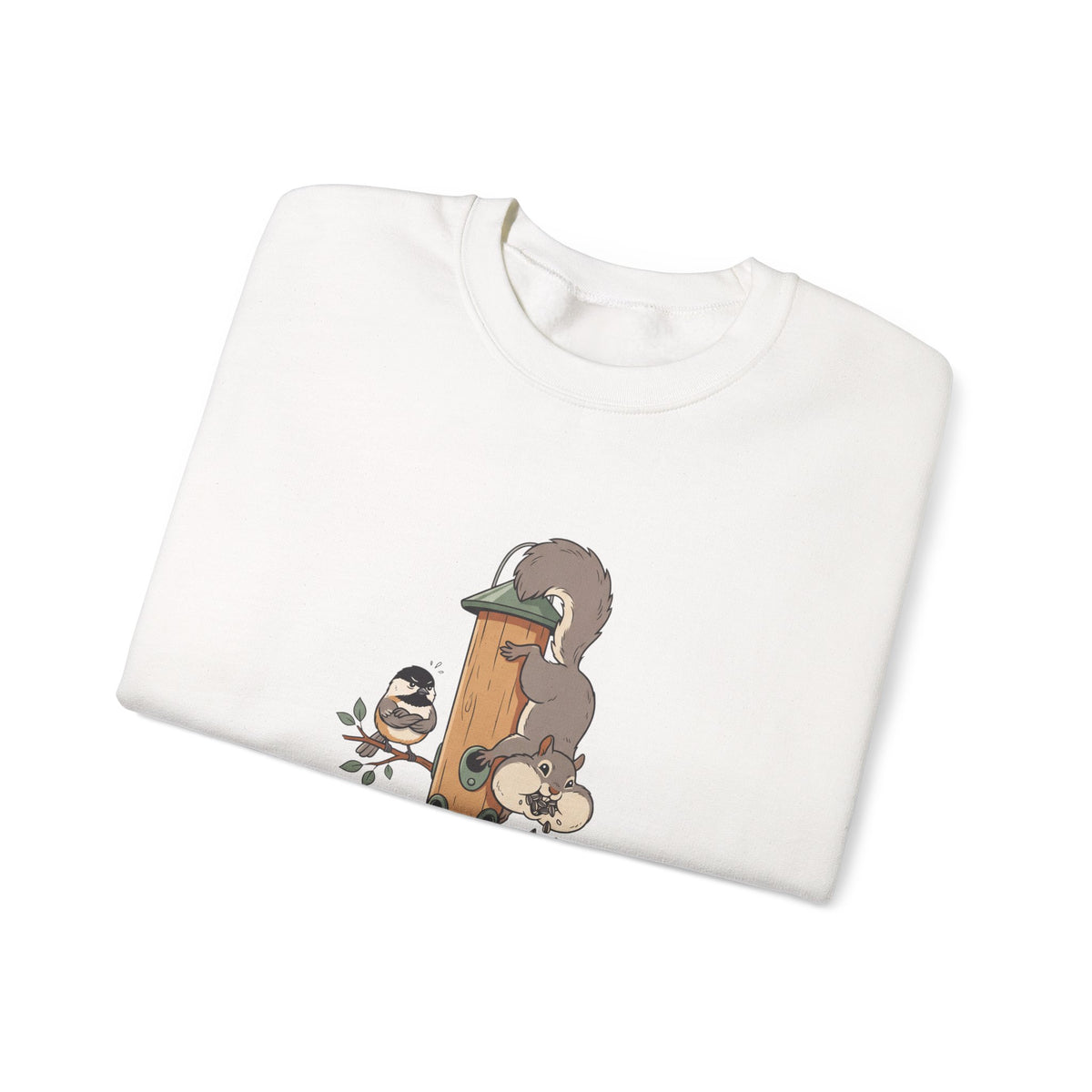 I Feed Birds Allegedly Sweatshirt — Cute Squirrel & Chickadee Birdwatching Crewneck