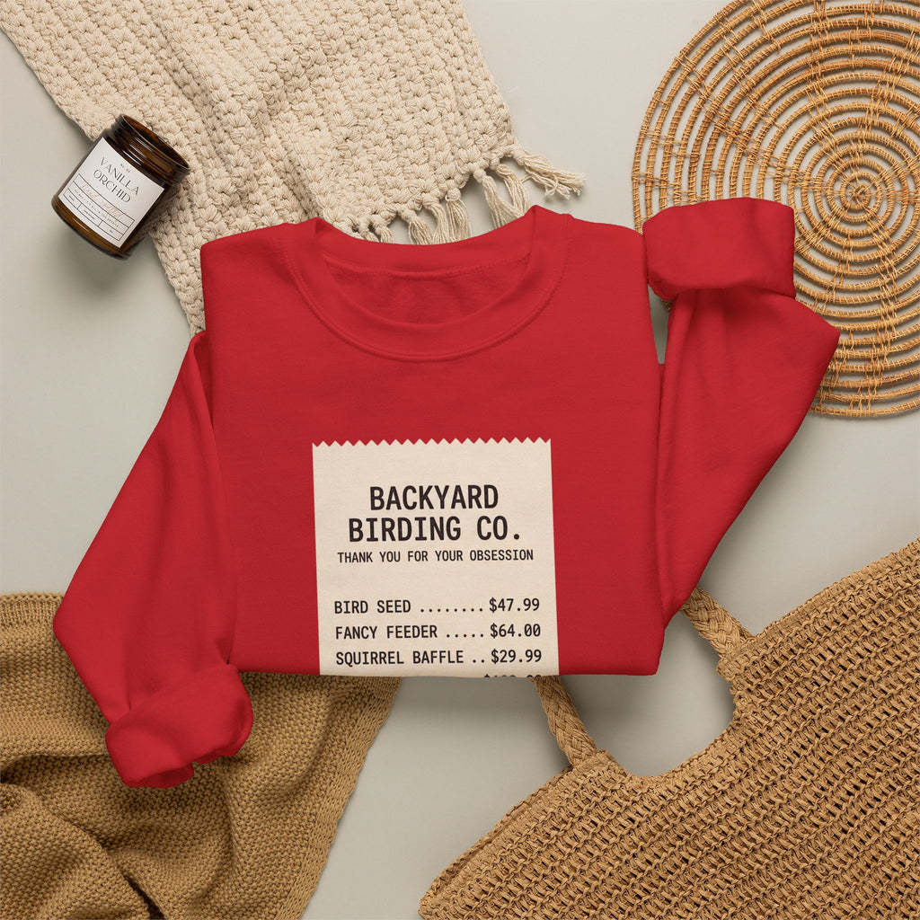 Backyard Birding Co. Receipt Crewneck Sweatshirt — ‘Total: Worth It’ Birdwatcher Pullover