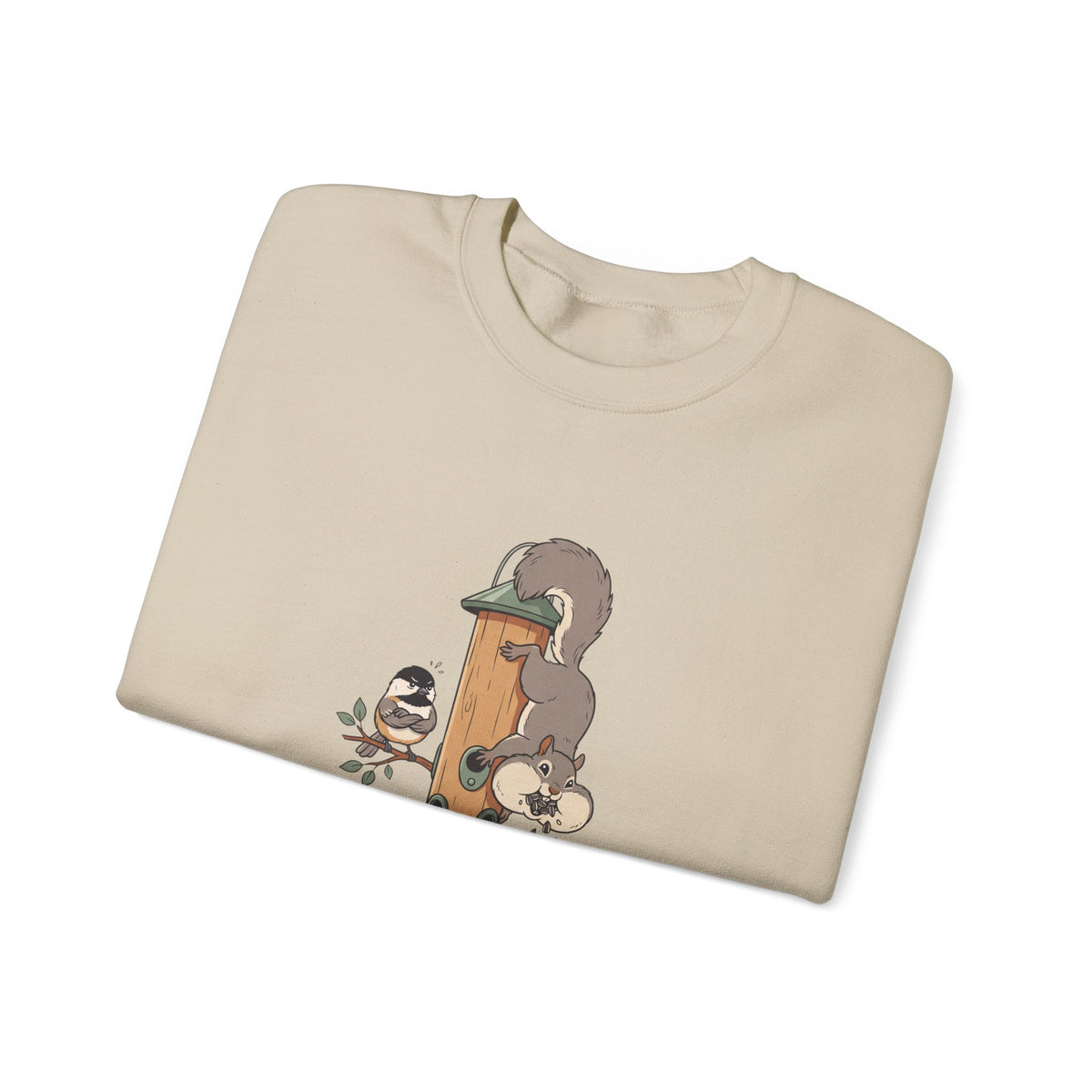 I Feed Birds Allegedly Sweatshirt — Cute Squirrel & Chickadee Birdwatching Crewneck