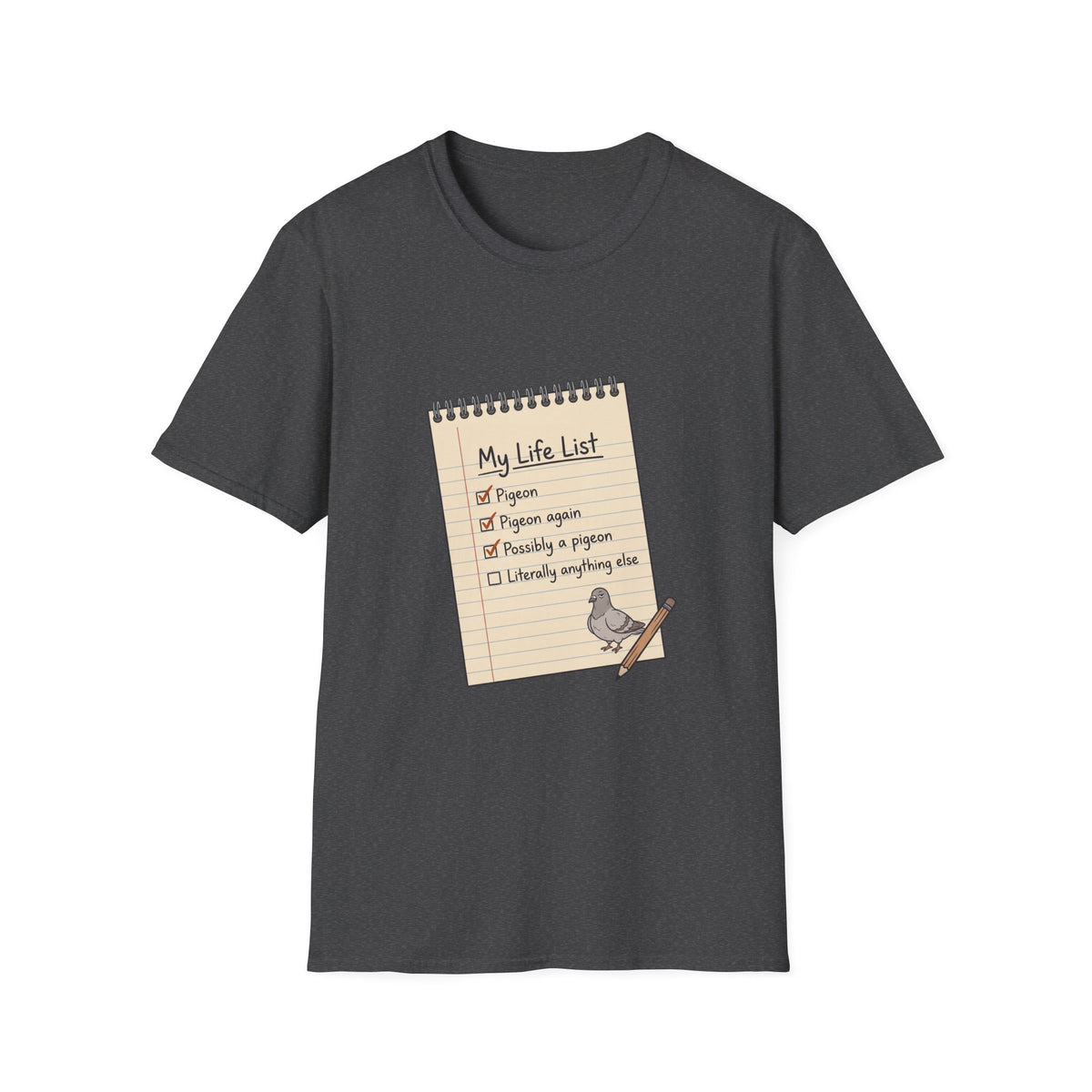 T-Shirt — "My Life List" Pigeon Checklist Graphic Tee