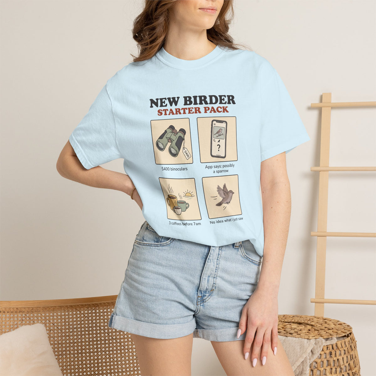 Birdwatcher Starter Pack T‑Shirt — New Birder Gift Tee