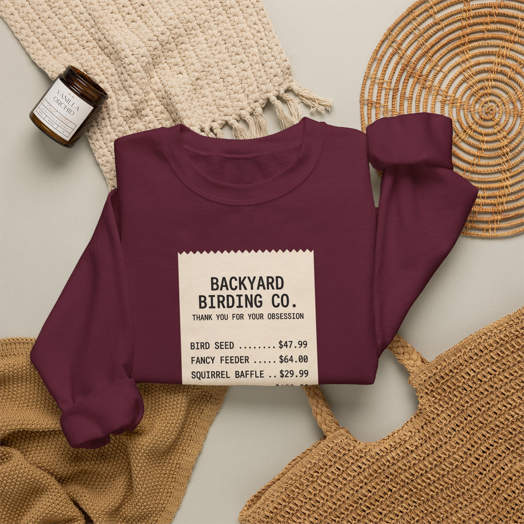 Backyard Birding Co. Receipt Crewneck Sweatshirt — ‘Total: Worth It’ Birdwatcher Pullover