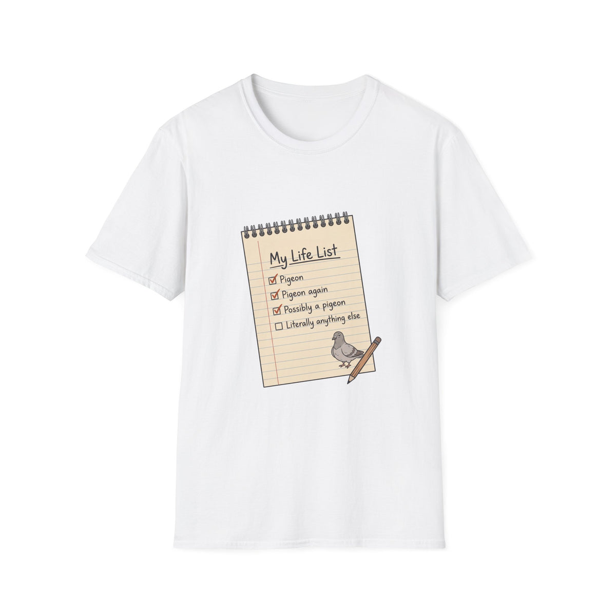 T-Shirt — "My Life List" Pigeon Checklist Graphic Tee