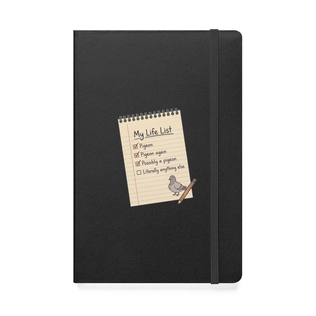 Hardcover birding journal with funny 'My Life List' pigeon checklist cover