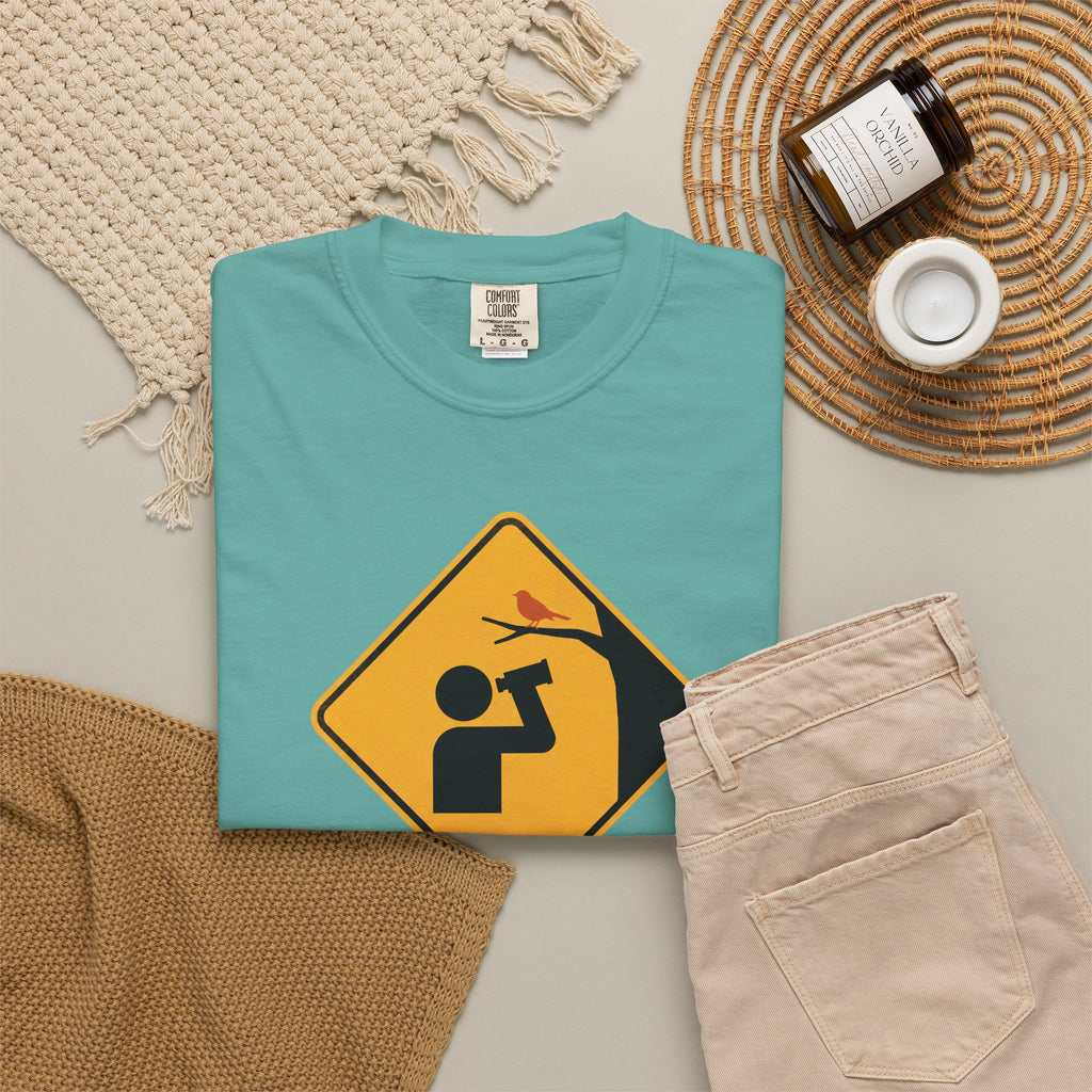 T‑Shirt — Caution: May Stop Mid‑Conversation For Birds (Birdwatching Humor)